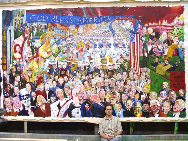 Completed AMERICAN FUNDAMENTALISTS painting with artist Joel Pelletier, 5/17/04